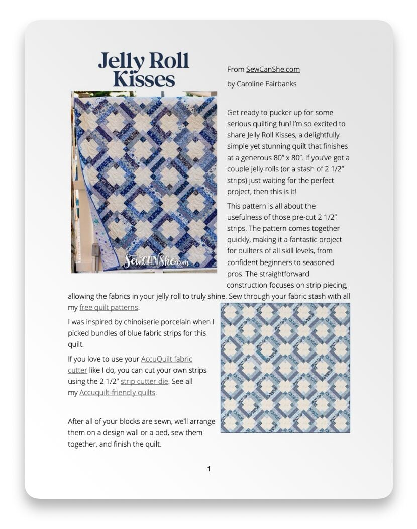 JELLY ROLL KISSES QUILT PATTERN